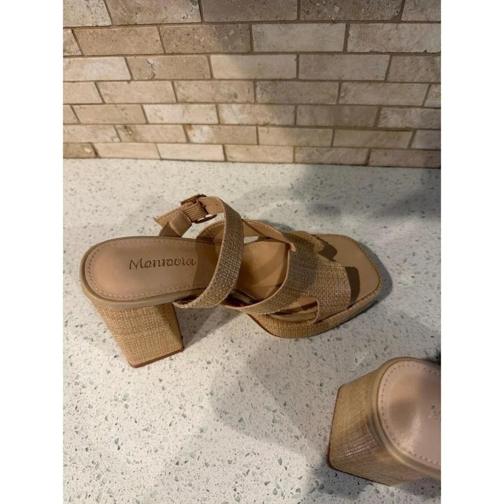 Monrovia Raffia‎ Wedge Sandals Womens Platform NWT